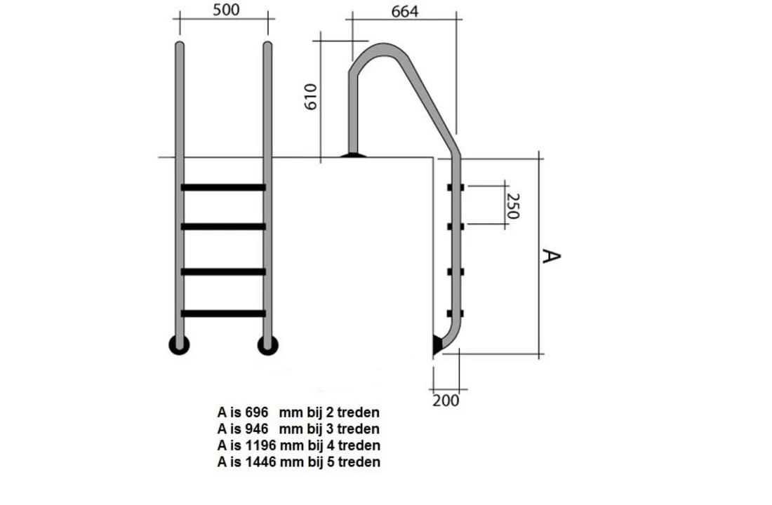 Flexinox Wijd Model Zwembadtrap 4-treden AISI-316 4 Flexinox Wijd Model Zwembadtrap 4-treden AISI-316 - Afbeelding 2
