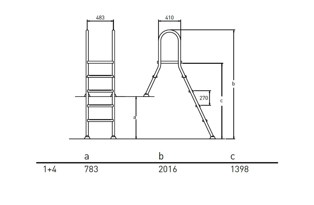 Flexinox Zwembadtrap A-Frame 1 + 4 Treden AISI 304 4 Flexinox Zwembadtrap A-Frame 1 + 4 Treden AISI 304 - Afbeelding 2